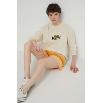 Billabong hanorac de bumbac Since 73 femei, culoarea bej, cu imprimeu, UBJZT00383 Billabong hanorac de bumbac Since 73 femei, culoarea bej, cu imprimeu, UBJZT00383