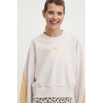 adidas bluza femei, culoarea bej, cu imprimeu, IS3882 adidas bluza femei, culoarea bej, cu imprimeu, IS3882