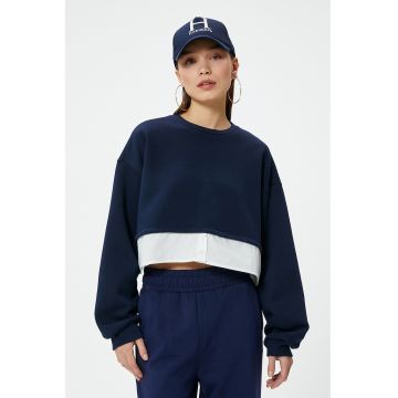 Bluza de trening crop din amestec de bumbac - Alb/Bleumarin