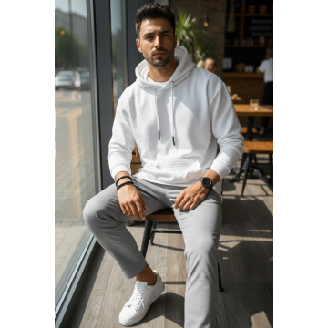 Hanorac barbati slim fit alb K150 H8