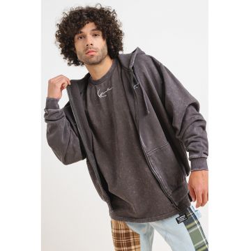 Hanorac cu maneci cazute - fermoar si imprimeu - Gri antracit