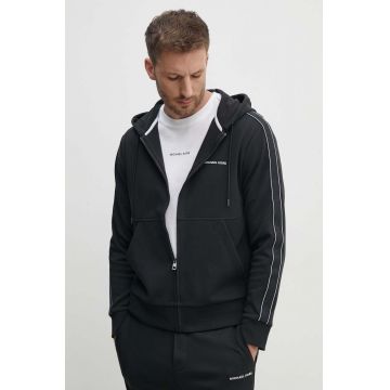 Michael Kors bluza barbati, culoarea negru, cu glugă, cu imprimeu, CT4524K5MF