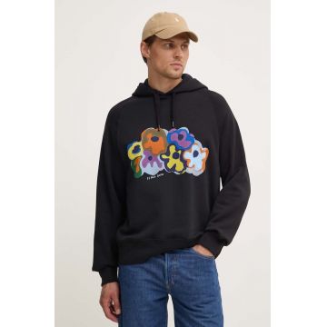 PS Paul Smith hanorac de bumbac barbati, culoarea negru, cu glugă, cu imprimeu, M2R.960X.NP4642 PS Paul Smith hanorac de bumbac barbati, culoarea negru, cu glugă, cu imprimeu, M2R.960X.NP4642