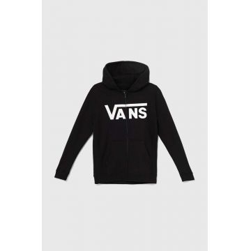 Vans hanorac de bumbac pentru copii Vans Classic II FZ culoarea negru, cu glugă, cu imprimeu, VN000JYBBLK1