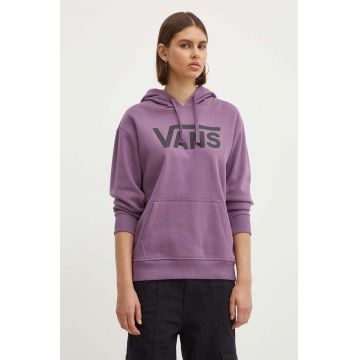 Vans bluza femei, culoarea violet, cu glugă, cu imprimeu, VN000A5RCIF1