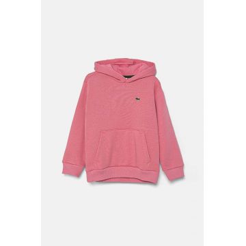 Lacoste bluza copii culoarea roz, cu glugă, neted, SJ5292 Lacoste bluza copii culoarea roz, cu glugă, neted, SJ5292