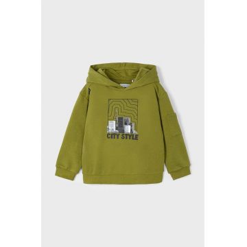 Mayoral bluza copii culoarea verde, cu glugă, cu imprimeu, 4453