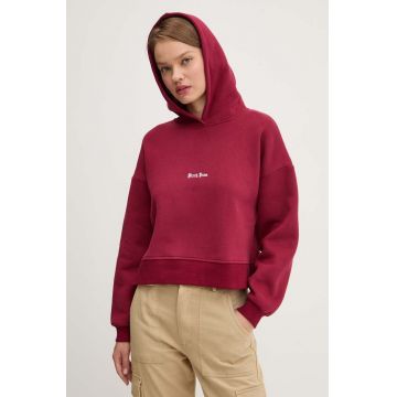 Sixth June bluza femei, culoarea bordo, cu glugă, cu imprimeu Sixth June bluza femei, culoarea bordo, cu glugă, cu imprimeu