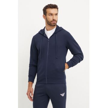 Emporio Armani Underwear bluză lounge culoarea albastru marin, cu glugă, neted, 112053 4F574 Emporio Armani Underwear bluză lounge culoarea albastru marin, cu glugă, neted, 112053 4F574
