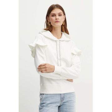 Silvian Heach hanorac de bumbac LINDER femei, culoarea bej, cu glugă, neted, GPA24338FE Silvian Heach hanorac de bumbac LINDER femei, culoarea bej, cu glugă, neted, GPA24338FE