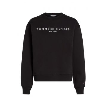 Bluza de trening cu imprimeu logo si decolteu la baza gatului