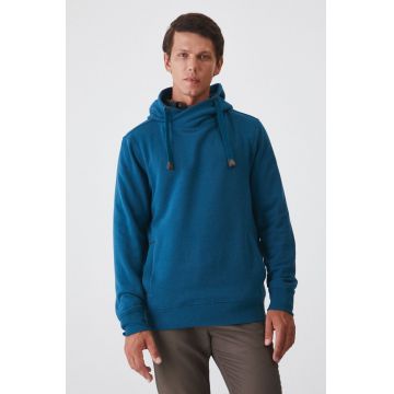 Medicine bluza barbati, culoarea turcoaz, cu glugă, neted Medicine bluza barbati, culoarea turcoaz, cu glugă, neted