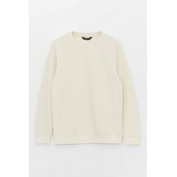Bluza de trening din amestec de bumbac cu decolteu la baza gatului - Crem