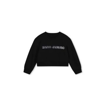 Marc Jacobs hanorac de bumbac pentru copii culoarea negru, cu imprimeu, W60263 Marc Jacobs hanorac de bumbac pentru copii culoarea negru, cu imprimeu, W60263
