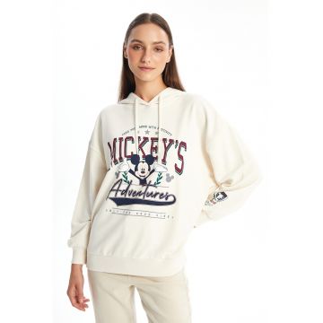 Hanorac lejer cu imprimeu cu Mickey Mouse - Visiniu/Negru stins/Alb murdar