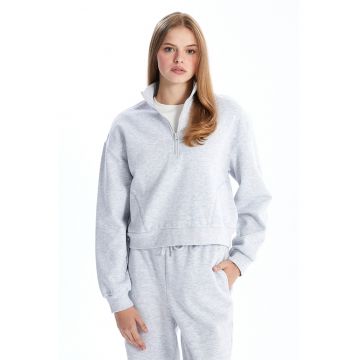 Bluza de trening crop cu fenta cu fermoar
