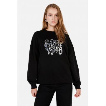 Bluza de trening din bumbac cu model text Bluza de trening din bumbac cu model text