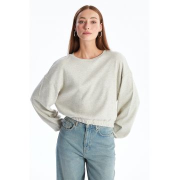 Bluza crop de trening din bumbac cu terminatie elastica