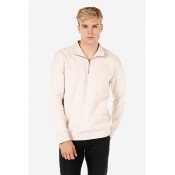 Bluza de trening din amestec de bumbac cu fenta cu fermoar Bluza de trening din amestec de bumbac cu fenta cu fermoar