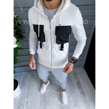 Hanorac barbati alb slim fit A8431 D4-5.4