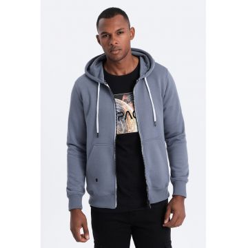 Hanorac din amestec de bumbac cu fermoar si buzunare frontale Hanorac din amestec de bumbac cu fermoar si buzunare frontale