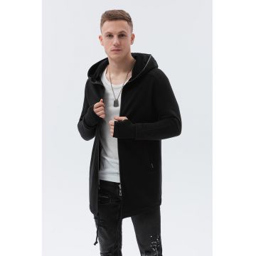 Hanorac lung cu buzunare oblice - Negru