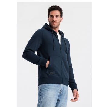 Hanorac cu buzunare si fermoar - Albastru inchis