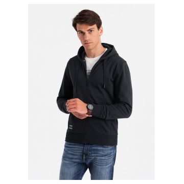 Hanorac cu buzunare si fermoar - Negru