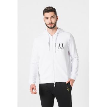 Hanorac din amestec de bumbac cu logo brodat - Alb optic