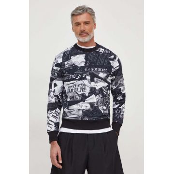 Versace Jeans Couture hanorac de bumbac barbati, culoarea negru, modelator