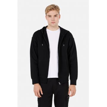 Hanorac uni din bumbac cu fermoar Hanorac uni din bumbac cu fermoar