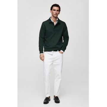 Bluza de trening cu model uni si guler polo