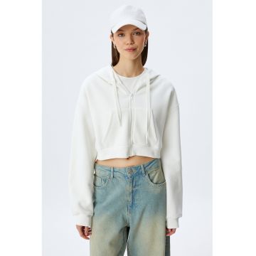 Hanorac crop supradimensionat - Alb/Verde