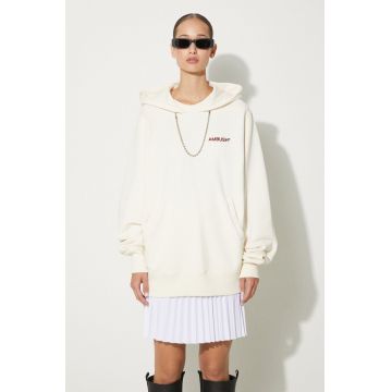 AMBUSH hanorac de bumbac Ballchain Hoodie femei, culoarea bej, cu glugă, cu imprimeu, BWBB001F24FLE0013128