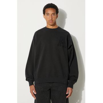 AMBUSH hanorac de bumbac Hole Sweatshirt barbati, culoarea negru, cu imprimeu, BMBA004F24FLE0011010 AMBUSH hanorac de bumbac Hole Sweatshirt barbati, culoarea negru, cu imprimeu, BMBA004F24FLE0011010