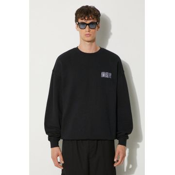 Awake NY hanorac de bumbac Awake Crewneck barbati, culoarea negru, cu imprimeu, SP24-CN002 Awake NY hanorac de bumbac Awake Crewneck barbati, culoarea negru, cu imprimeu, SP24-CN002