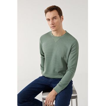 Bluza de trening cu decolteu la baza gatului si aspect texturat