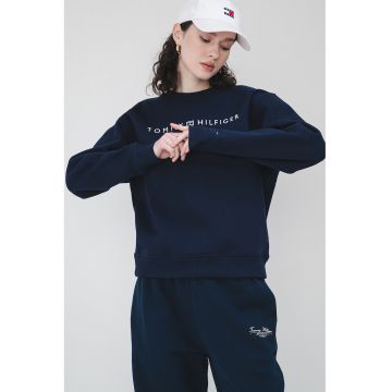 Bluza de trening cu imprimeu logo si decolteu la baza gatului
