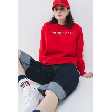 Bluza de trening cu imprimeu logo si decolteu la baza gatului