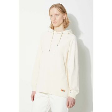 Fjallraven hanorac de bumbac Vardag Hoodie W femei, culoarea bej, cu glugă, neted, F86987.113