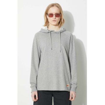 Fjallraven hanorac de bumbac Vardag Hoodie W femei, culoarea gri, cu glugă, melanj, F86987.020.999