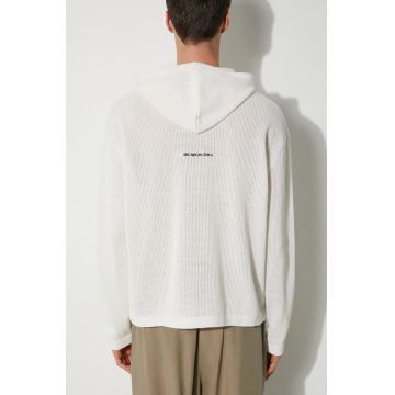 MKI MIYUKI ZOKU hanorac de bumbac Loose Gauge Hoody barbati, culoarea verde, cu glugă, neted, LOOSE.GAUGE.HOODY