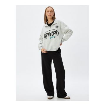 Bluza de trening cu fermoar scurt si maneci cazute