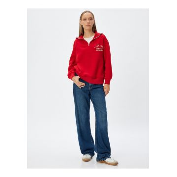 Bluza de trening cu fermoar scurt si maneci cazute