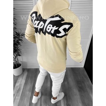 Hanorac barbati bej slim fit cu imprimeu pe spate K093 E 52-4