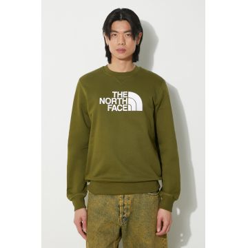The North Face hanorac de bumbac M Drew Peak Crew barbati, culoarea verde, cu imprimeu, NF0A4SVRPIB1