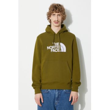 The North Face hanorac de bumbac M Drew Peak Pullover Hoodie barbati, culoarea verde, cu glugă, cu imprimeu, NF00AHJYPIB1