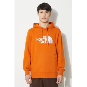 The North Face hanorac de bumbac M Light Drew Peak Pullover Hoodie barbati, culoarea portocaliu, cu glugă, cu imprimeu, NF00A0TEPCO1