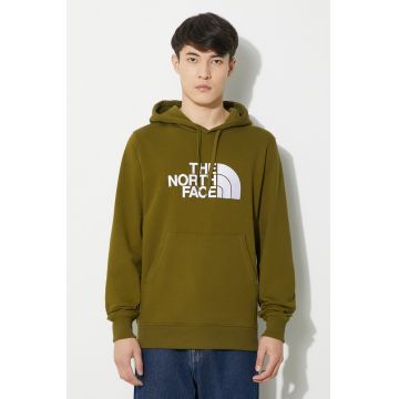 The North Face hanorac de bumbac M Light Drew Peak Pullover Hoodie barbati, culoarea verde, cu glugă, cu imprimeu, NF00A0TEPIB1