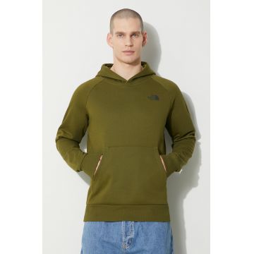 The North Face hanorac de bumbac M Raglan Redbox Hoodie bărbați, culoarea verde, cu glugă, cu imprimeu, NF0A2ZWUPIB1